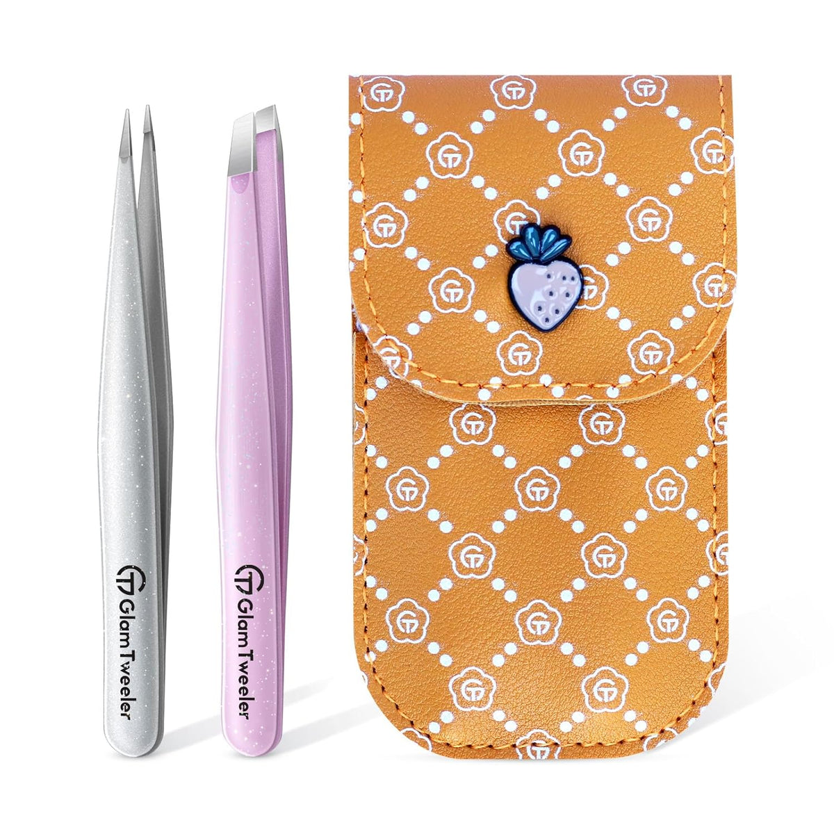 Expert Slant and Point Tip Tweezer Set with Exclusive Storage & Carrying Case, GlamTweeler Sharp &