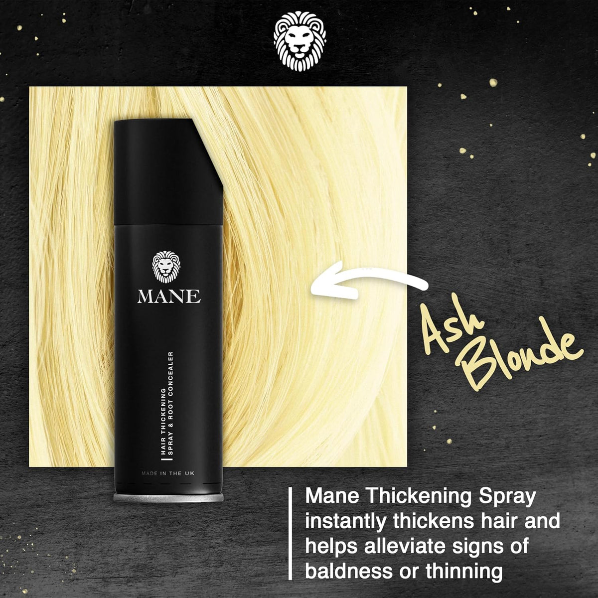 Mane Hair Thickening Spray & Root Touch Up, Instantly Thicker Hair for Men & Women, Fill in