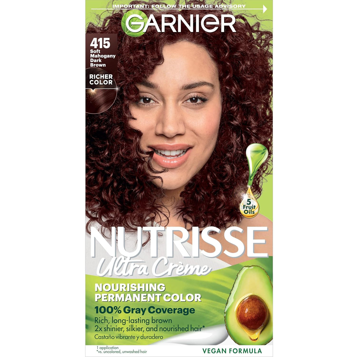 Garnier Hair Color Nutrisse Nourishing Creme, 415 Soft Mahogany Dark Brown (Raspberry Truffle)