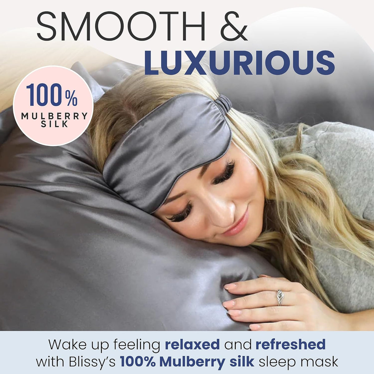 Blissy Silk Sleep Mask - Silk Eye Sleeping Mask for Women & Men for Total Blackout - 100% Pure