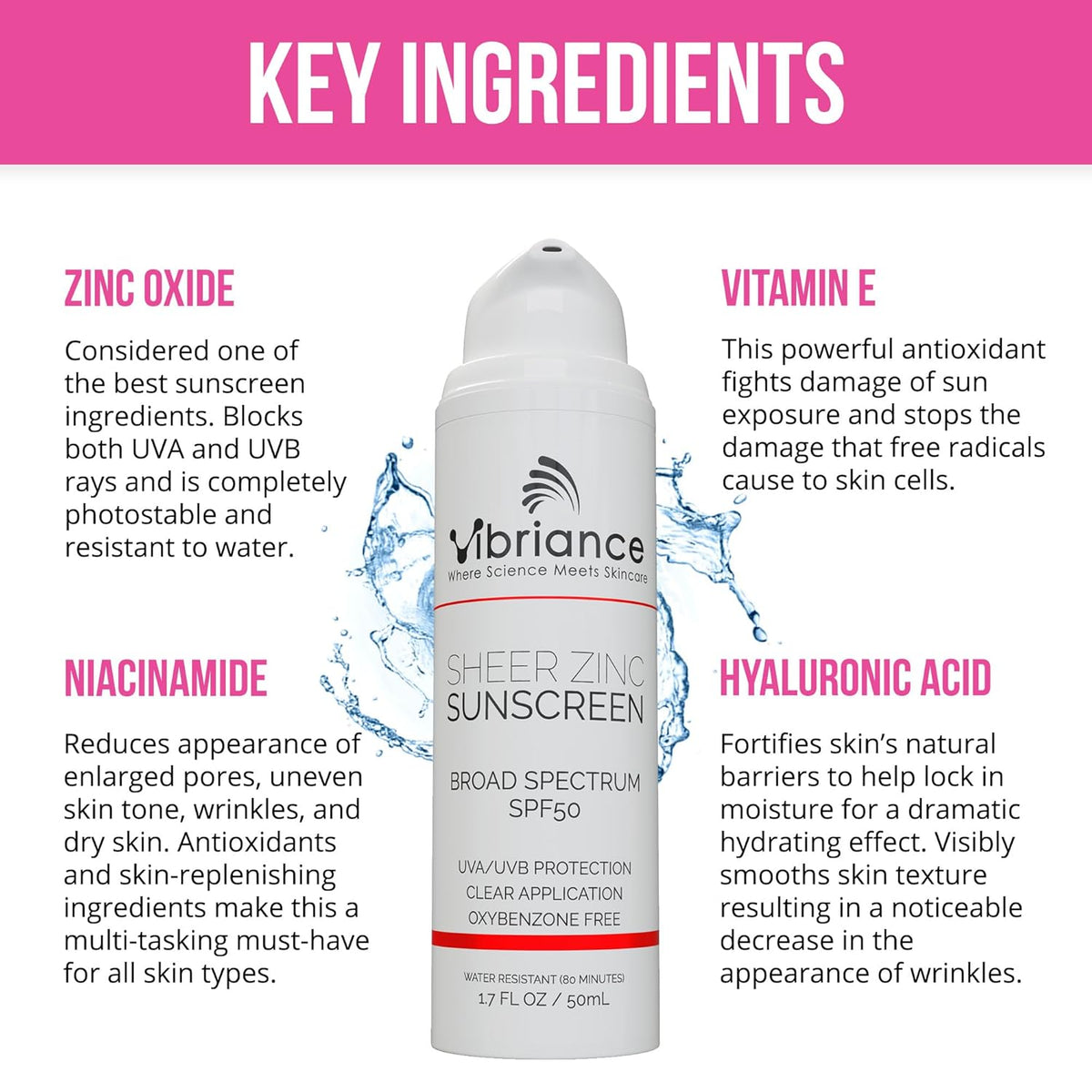 Vibriance Sheer Zinc Sunscreen - Tinted Sunscreen for Face SPF 50, Lightweight Facial Moisturizer