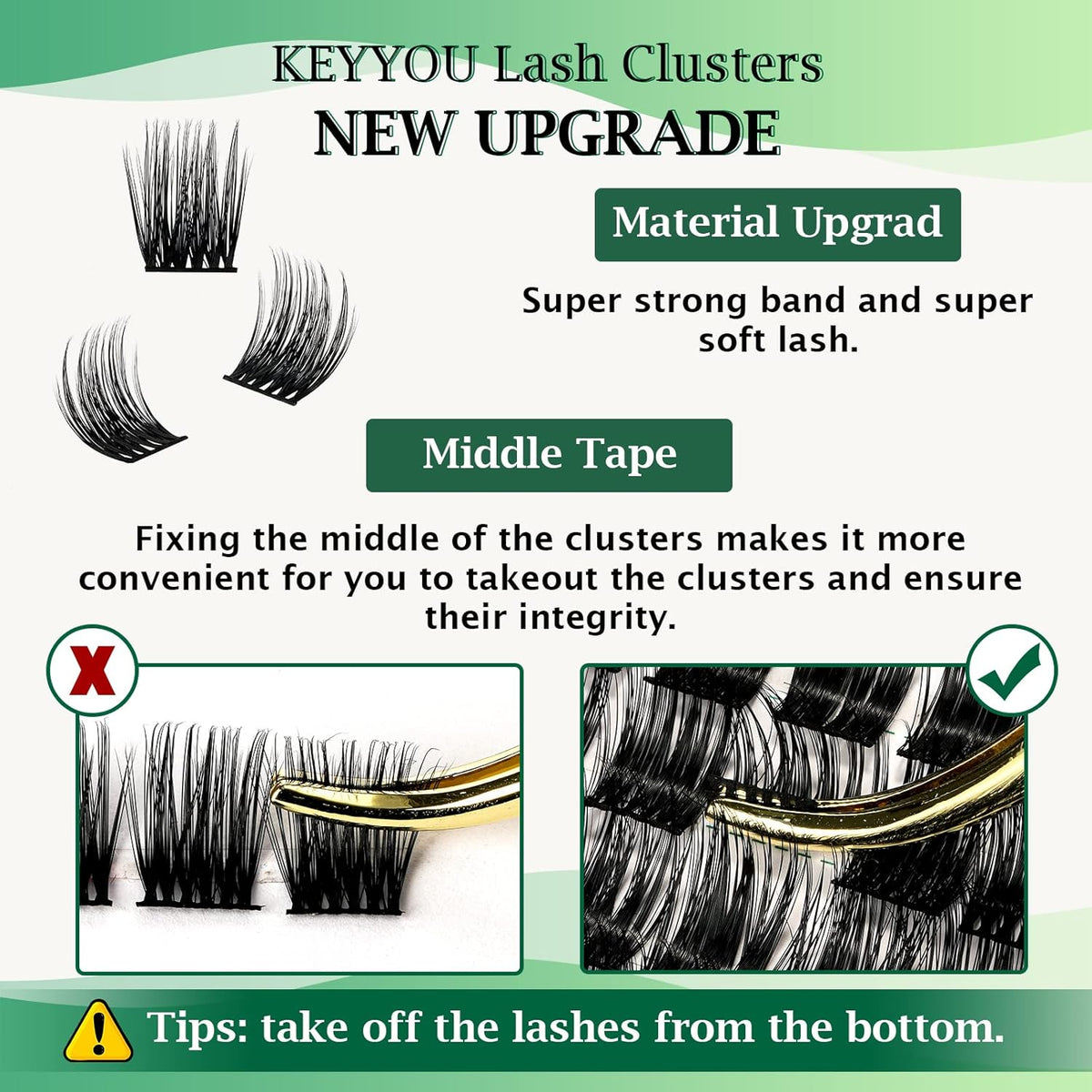 Lash Clusters 96pcs Individual Lashes Y12 D Curl 12mm Cluster Lashes KEYYOU Volume Wispy Lash