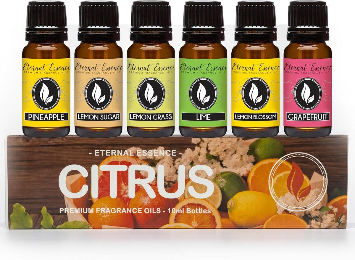 Eternal Essence Oils Citrus Set of 6 Premium Fragrance Oils - Lemon Grass, Blossom, Sugar, Lime