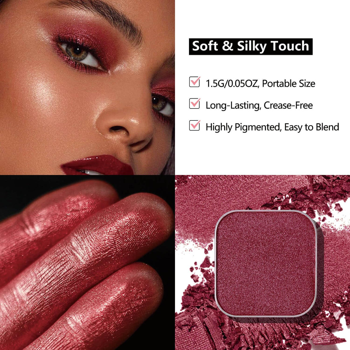 3-Color Eyeshadow Combo Pack – Matte & Shimmer Neutral Shades,Powder, Highly Pigmented