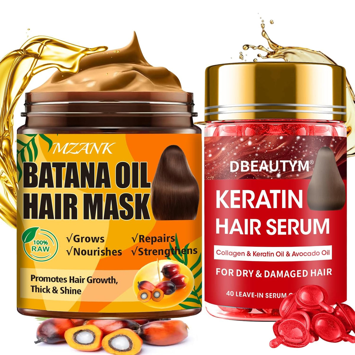 Batana Oil for Hair Growth & Keratin Hair Treatment Serum,Batana Hair Mask for Damaged Hair and