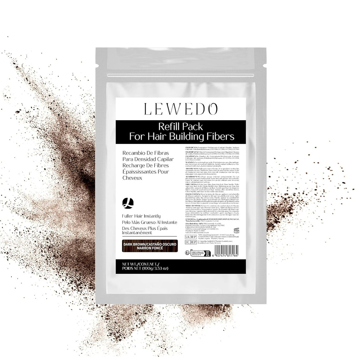 Hair Building Fibers Refill Pack - 100g Instant Thickening Fibers for Men & Women, Natural Cotton