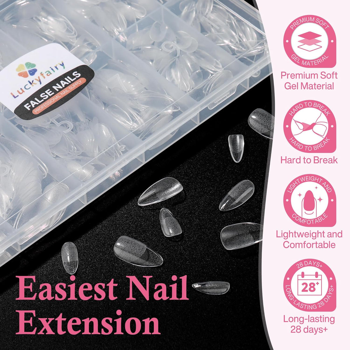 Almond Nail Tips: 504pcs Medium Almond Gel Nail Tips, Pre-shape Half Matte Short Nails Full Cover