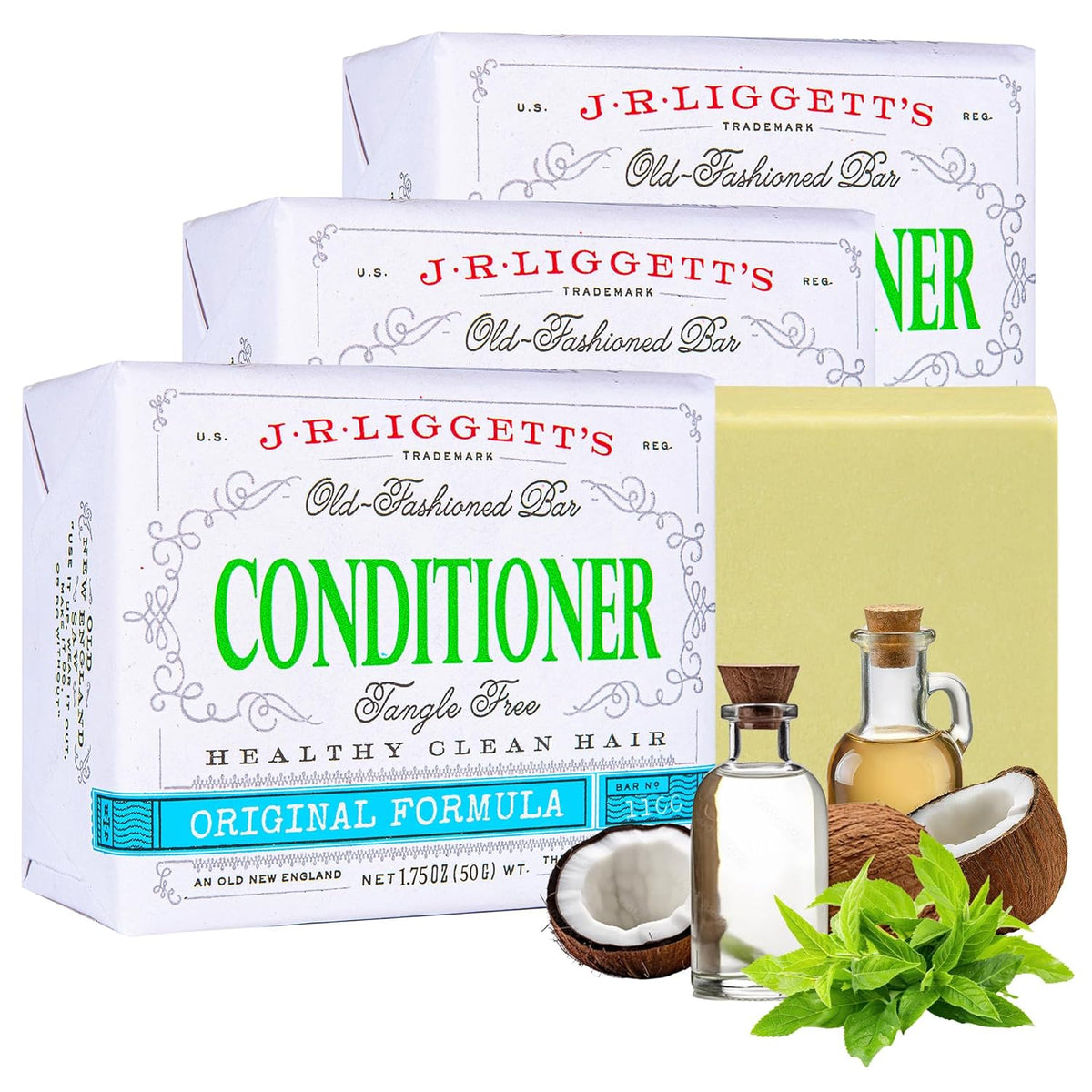 J·R·LIGGETT'S Conditioner Bar - Original Formula, All Natural Hair Conditioner with Coconut Oil &