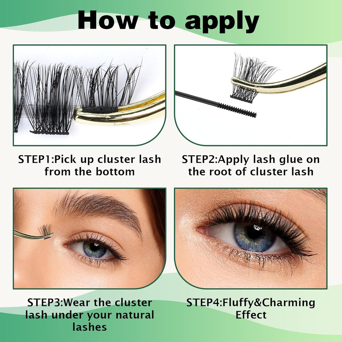 Lash Clusters,96 Pcs Cluster Lashes D Curl 14mm DIY Lash Extensions Eyelash Clusters,KEYYOU Volume