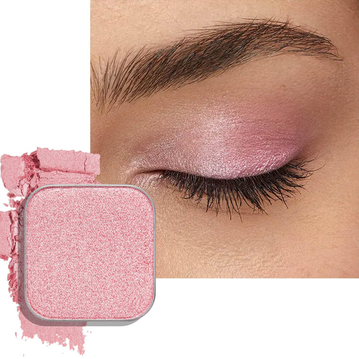 Magnetic Single Shimmer Pink Eyeshadow with Metal Pan, Light Pink Eyeshadow Refill Pan for hooded