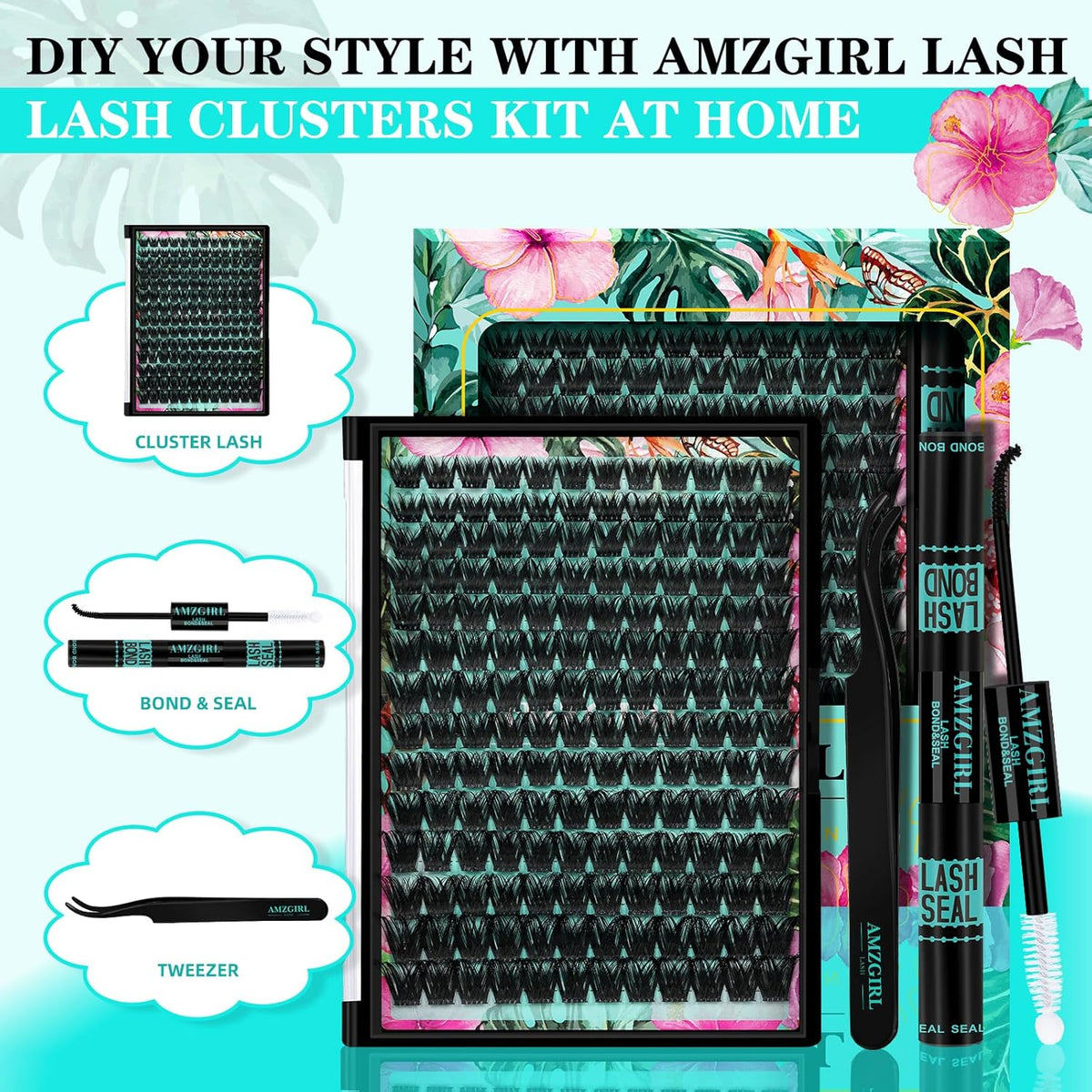 Lash Clusters Kit 168pcs Lash Extension Kit Cluster Lashes Natural Look with Lash Bond and Seal