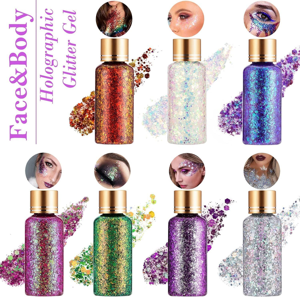Cute Pink Face Body Hair Glitter Gel for Singer Concert Die-Hard Fans Makeup Accessories, Long