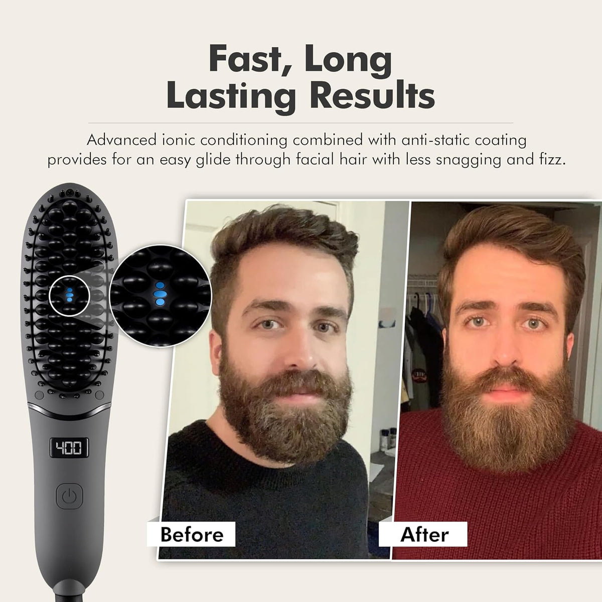 Aberlite Pocket - Compact Beard Straightener for Men - Ionic & Anti-Scald Technology - Beard
