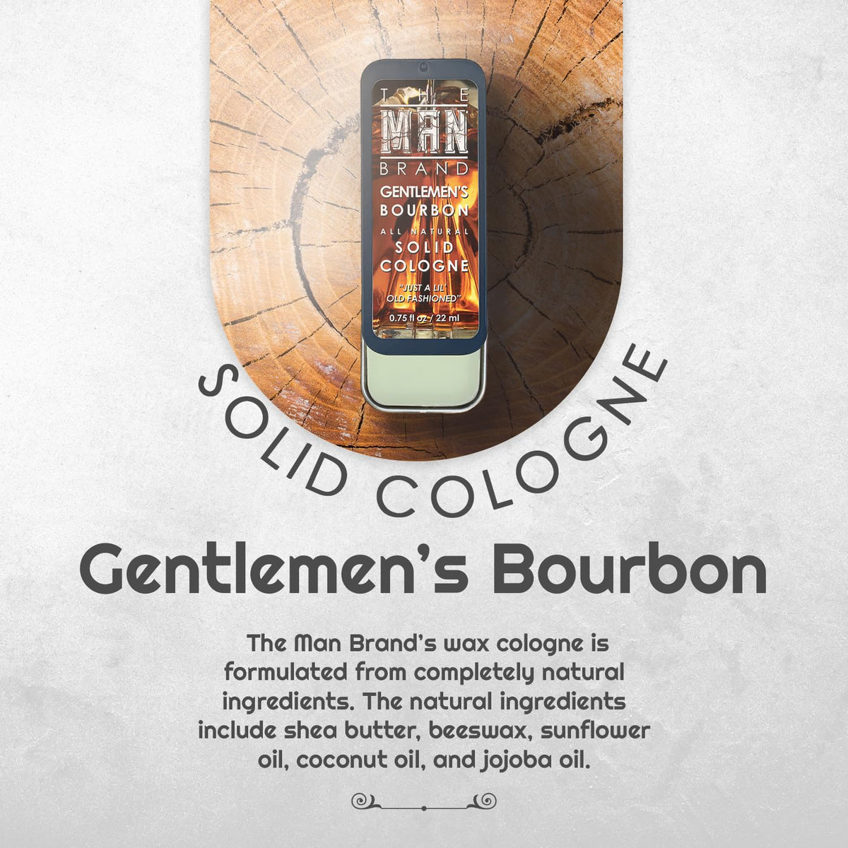 Gentlemen's Bourbon Solid Cologne - Natural Men's Travel Size Cologne - Wax Perfume (3/4 Ounce