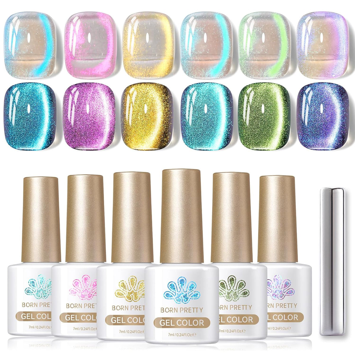Born Pretty Cat Magnetic Eye Gel Nail Polish Aurora Mermaid Blue Purple Pink Yellow Red Gel Polish