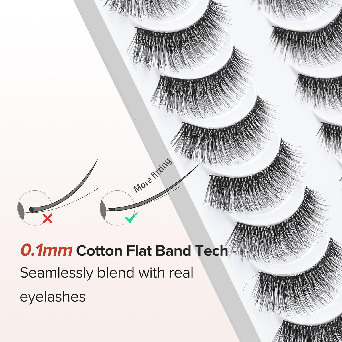 False Eyelashes Cat Eye Lashes Wispy 15mm Strip Eyelashes Thin Band Natural Lashes Fluffy Eyelashes
