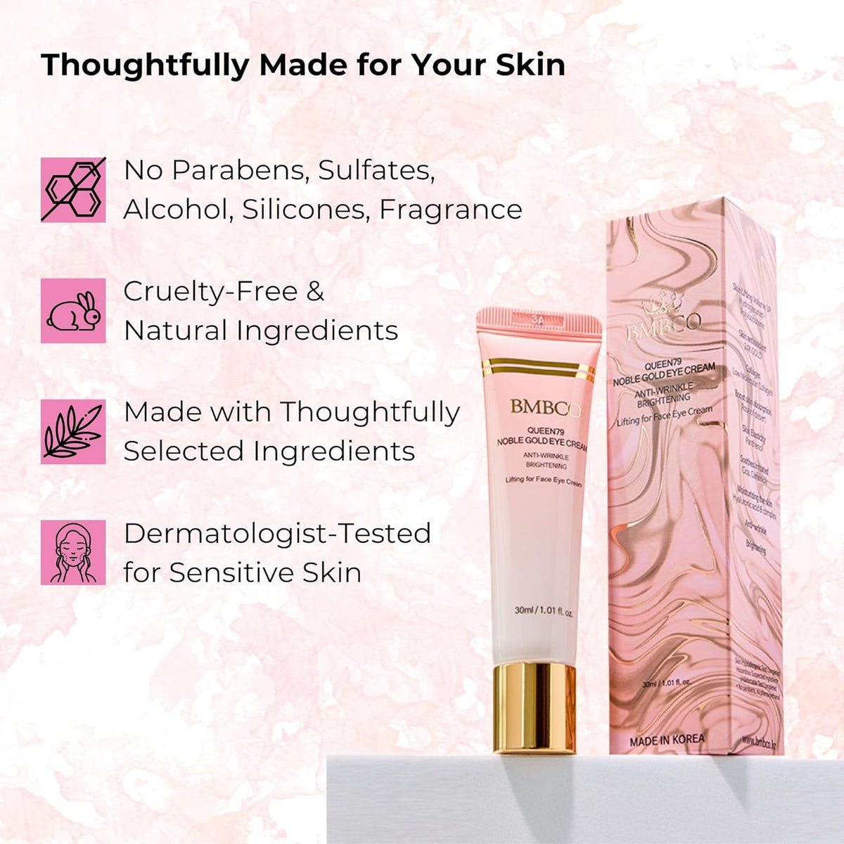 BMBCO 24K Gold Eye Cream – Dark Circle & Wrinkle Treatment, Hydrating & Brightening Under Eye Care