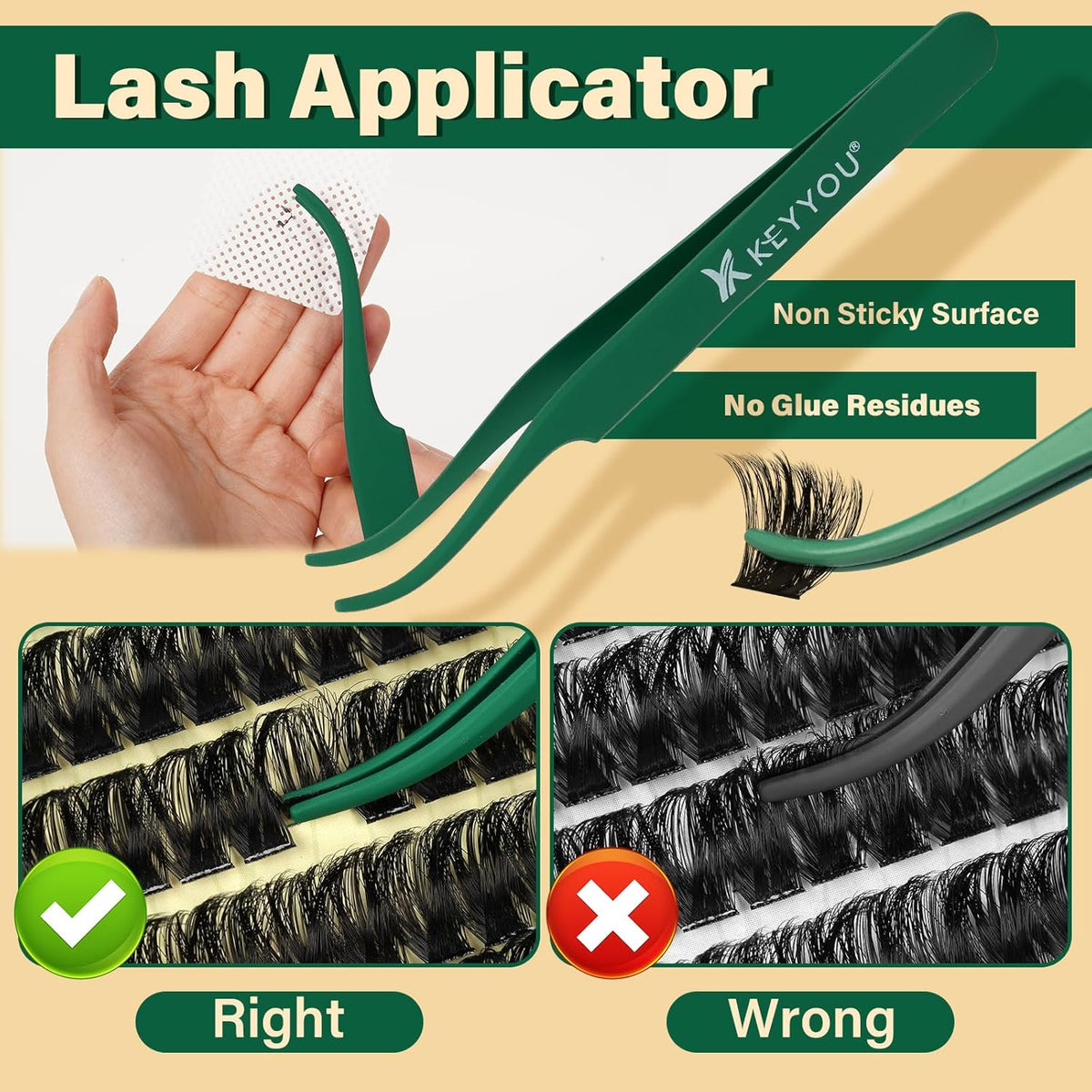 KEYYOU Lash Clusters Kit 182pcs Thick Volume Lash clusters 200D D Curl Wispy Easy to Apply with