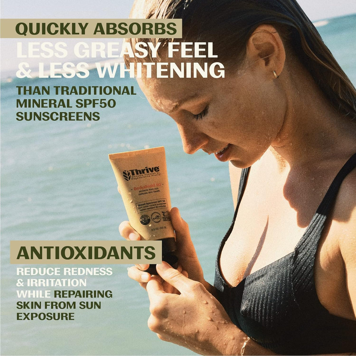 Thrive Natural Care Reef Safe Sunscreen SPF50 - Hawaii 104 Reef Act Compliant - Mineral Sunscreen