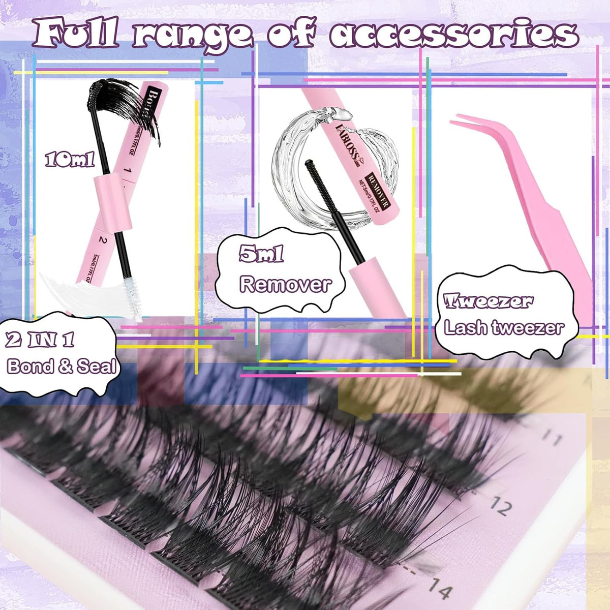 Lash Clusters Kit Fluffy 144Pcs Lash Clusters DIY Eyelash Extension Kit 80D Individual Lashes