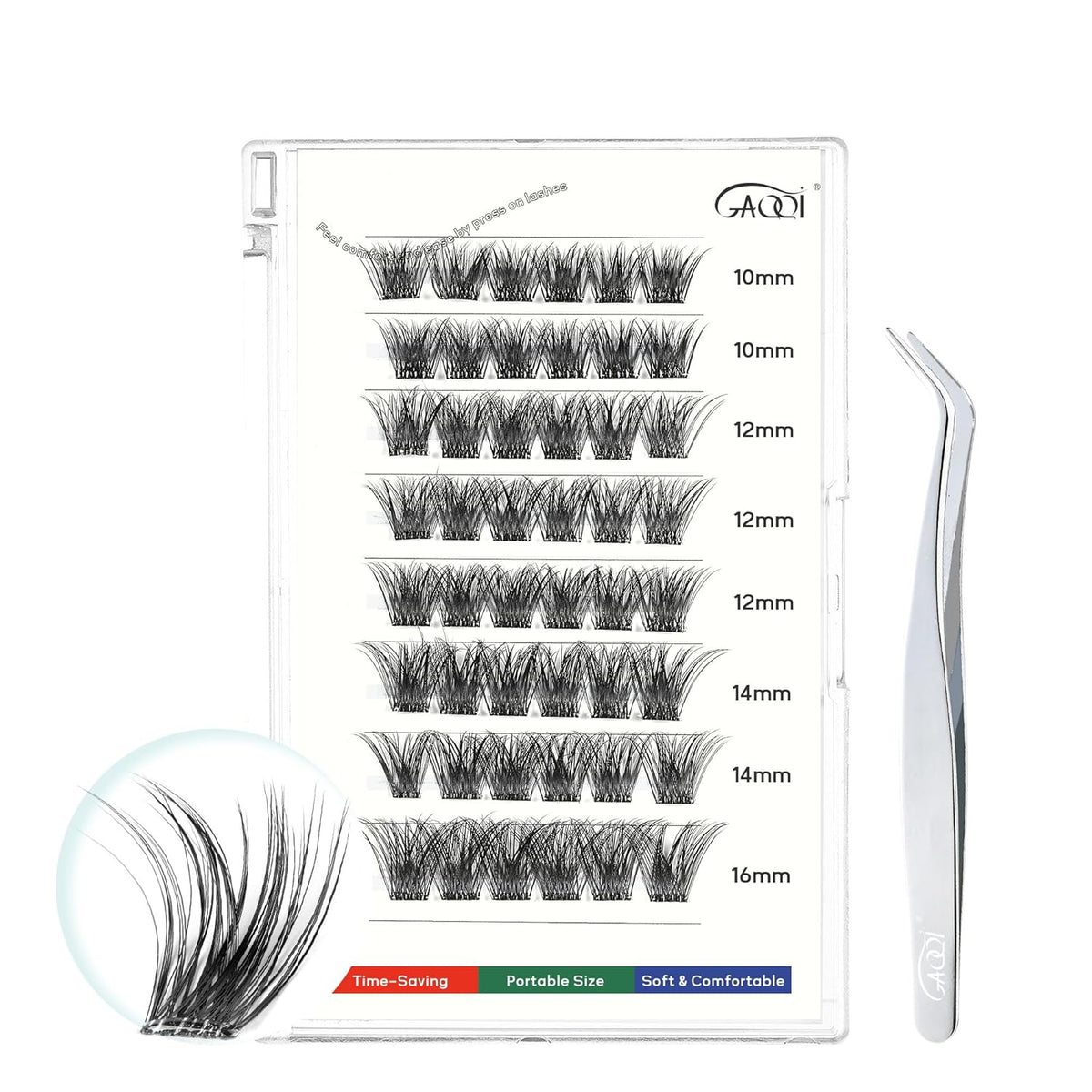 GAQQI Self Adhesive Lash Clusters, No Glue Eyelash Clusters 10-16mm Full & Volume Self Adhesive