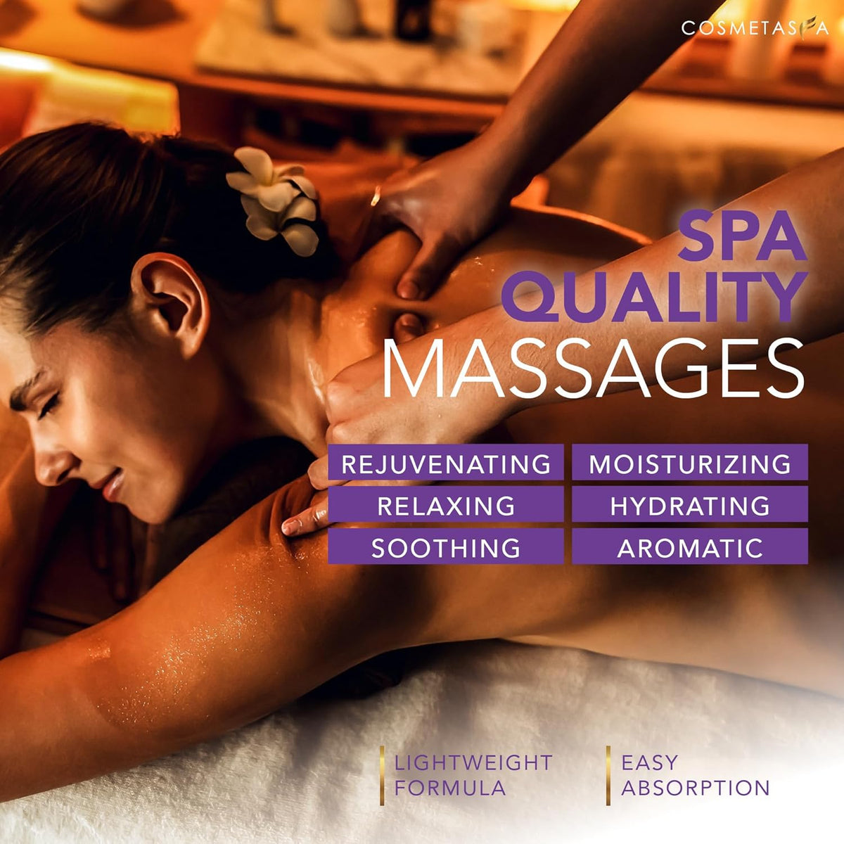 Cosmetasa Lavender Massage Oil for Massage Therapy - All Natural, Cruelty-Free & Spa Quality Skin