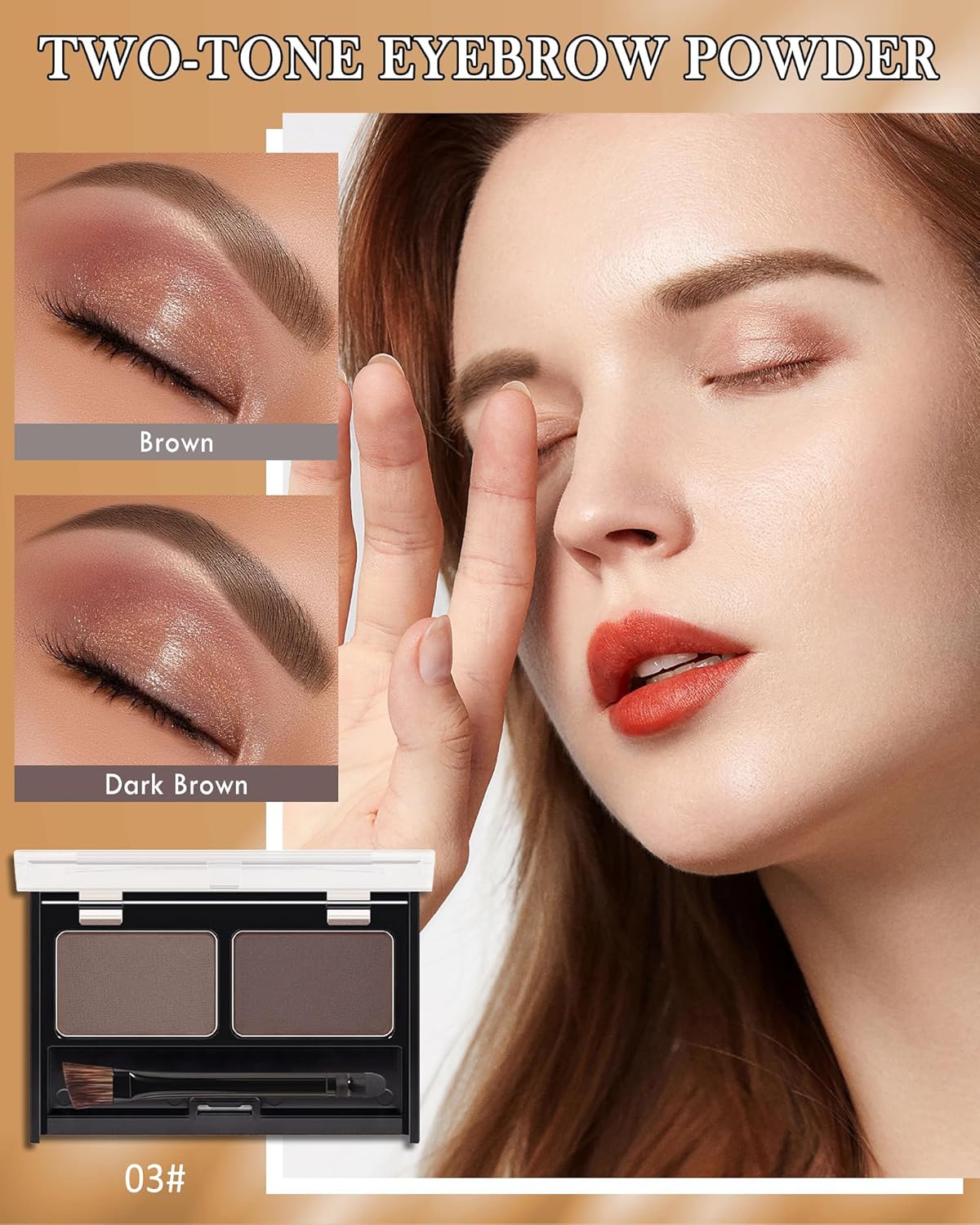 Eyebrow Powder Kit-Waterproof Two Colors Brow Powder Tinted Palette Long Lasting Up to 16H