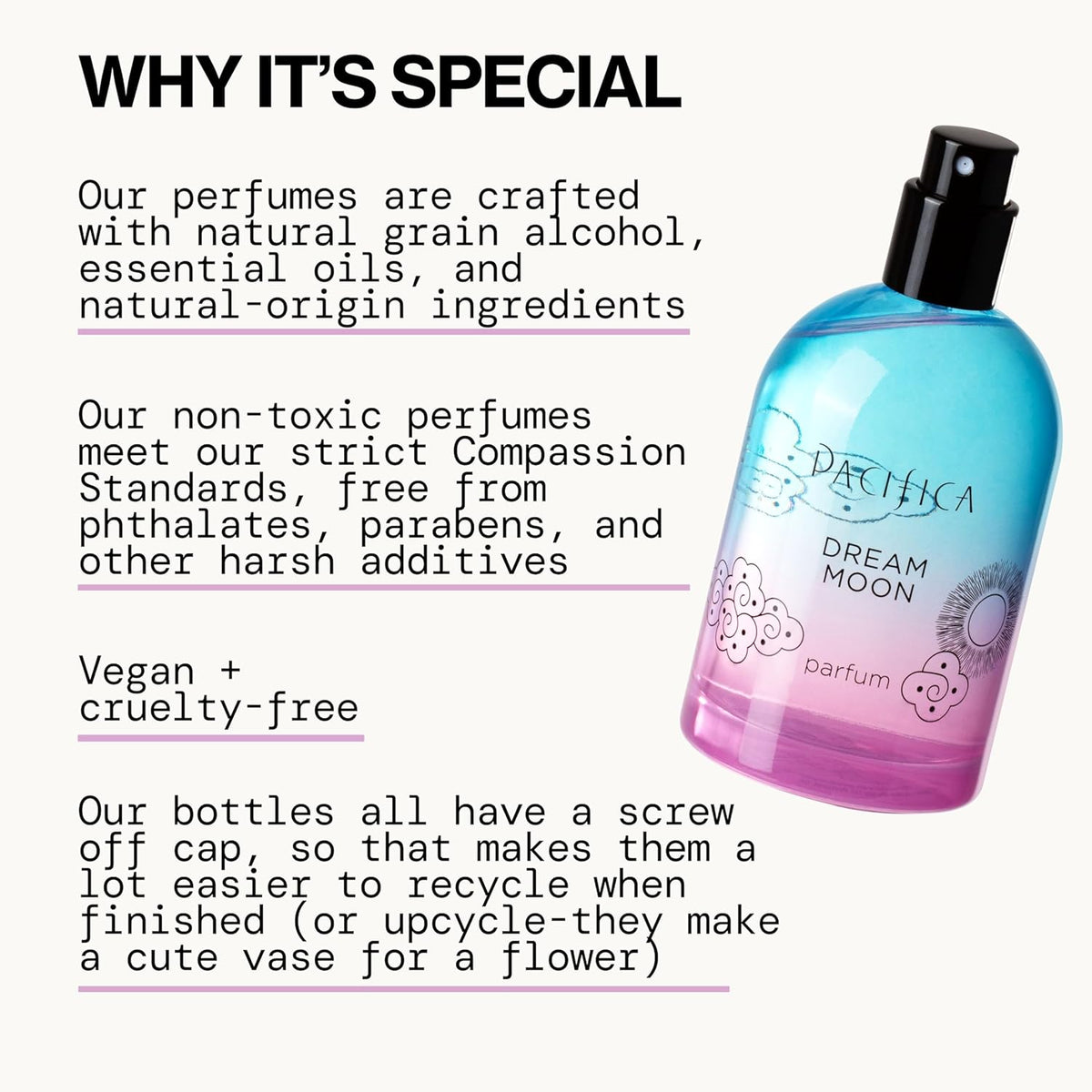 Pacifica Dream Moon Spray Perfume 2 fl oz – Bergamot, Pink Rose, Vanilla, Sandalwood & Patchouli
