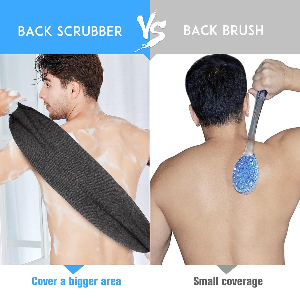 Evridwear Exfoliating Back Scrubber with Handles Two Sides for Body Shower Deep Cleans Skin