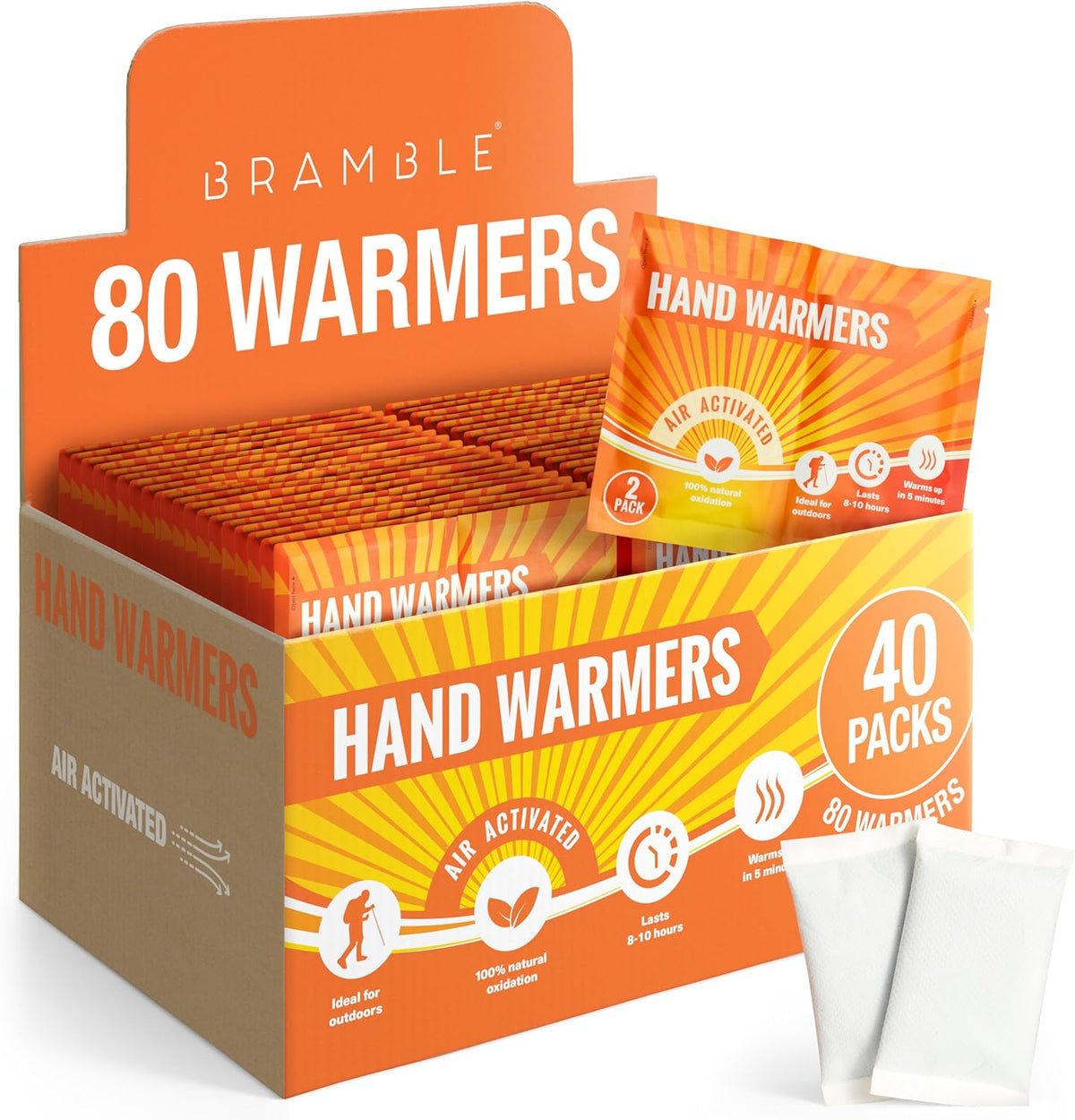 Bramble Hand Warmers Disposable Value Pack (2 Warmers per Pack) Pocket Warmers for Hiking, Outdoor