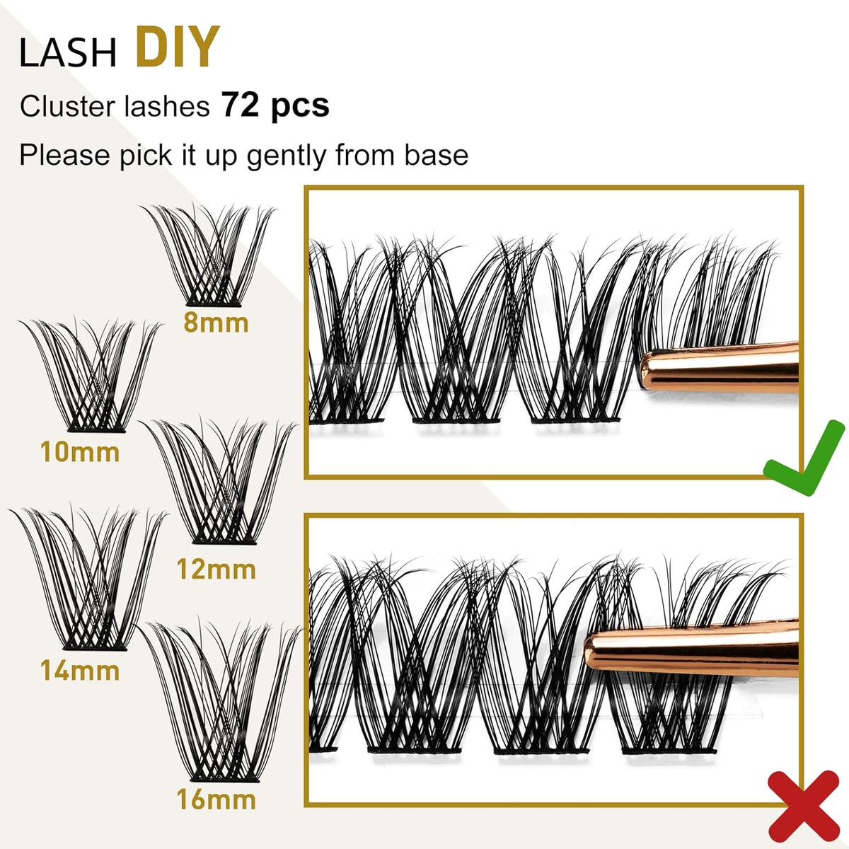 Lash Clusters B10 Mixed Tray DIY Eyelash Extensions 72 Clusters Lashes B&Q Eyelash Extensions