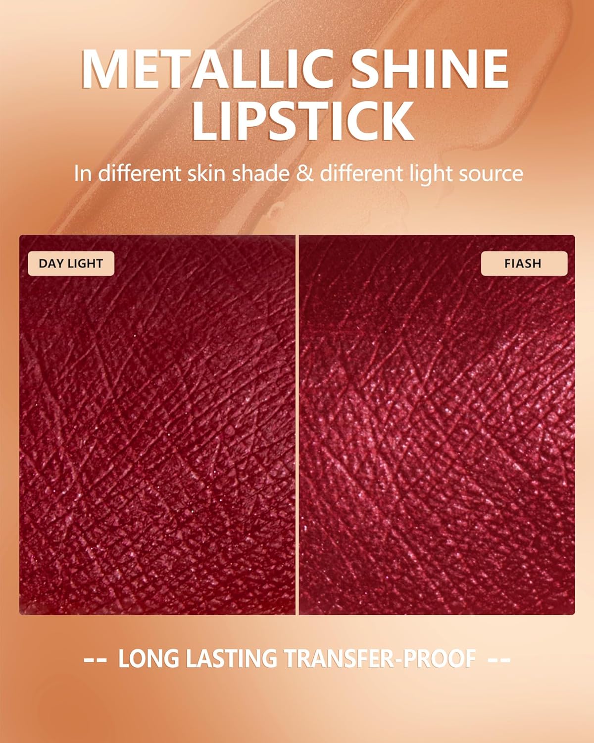 MAKI YIKA Dark Red Lipstick for Women Metallic Lipsticks Glitter Long Lasting Lipstick No Smudge No