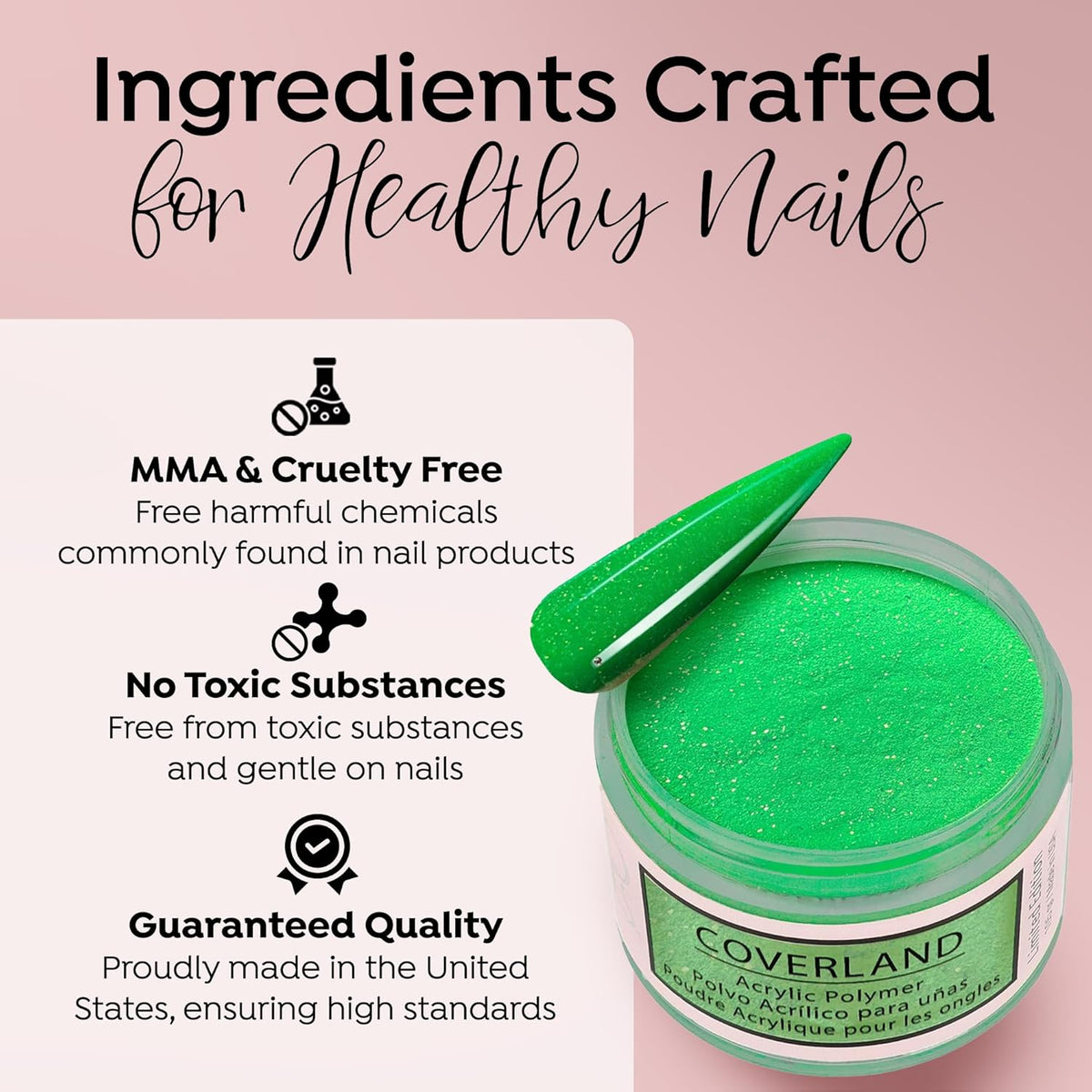 Tones Coverland Acrylic Nail Powder "Green Apple" - Limited Edition Acrylic Powder for Nail Design