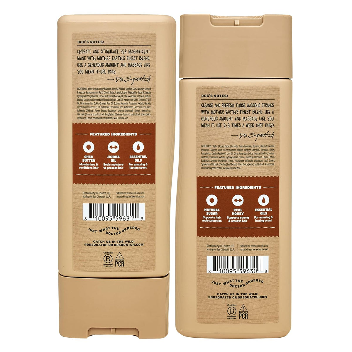 Dr. Squatch Natural Hair Bundle for Men - Healthy, Full Looking Hair - Wood Barrel Bourbon Shampoo