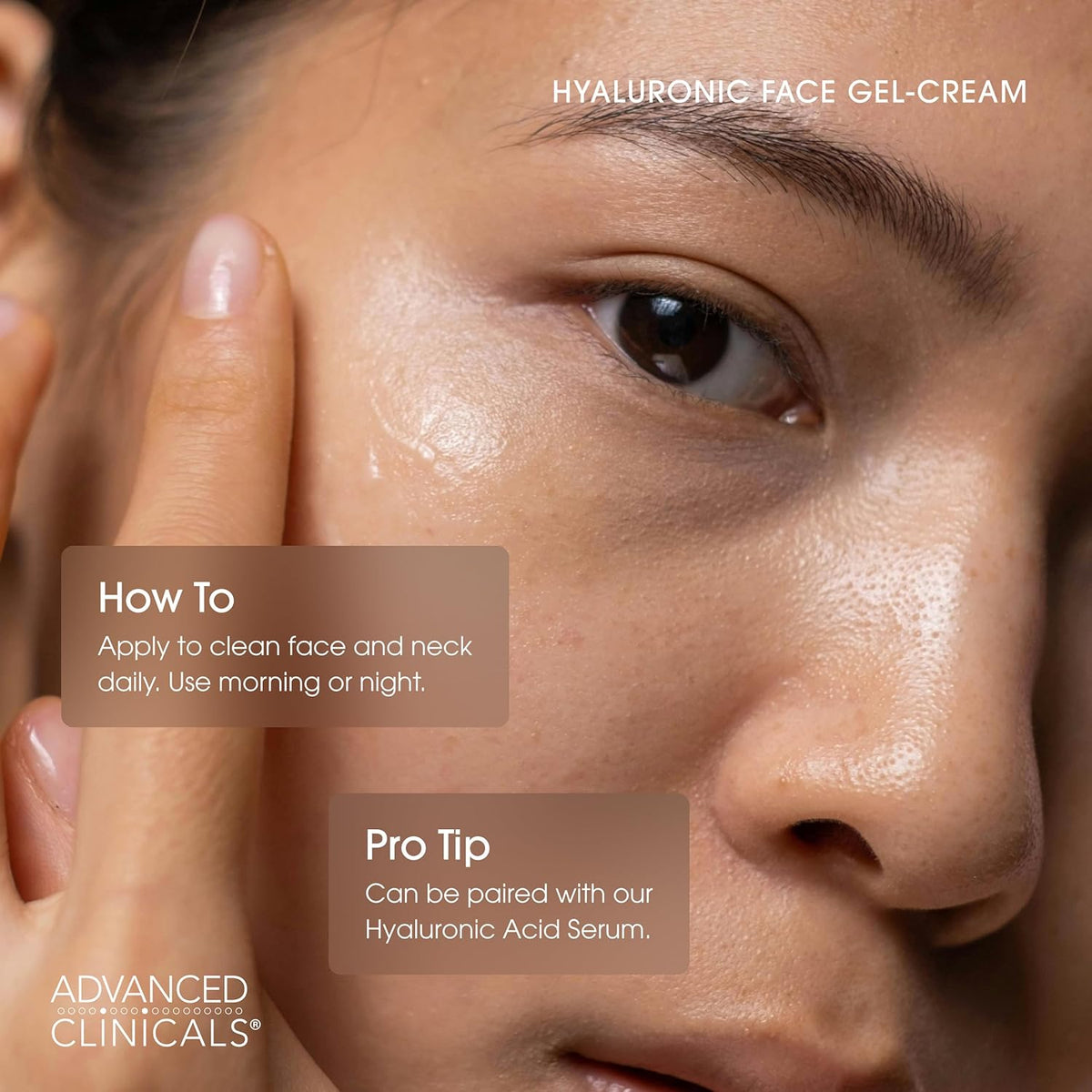 Advanced Clinicals Hyaluronic Acid Moisturizer Gel Face Cream W/Vitamin E + B5 | Hydrating &