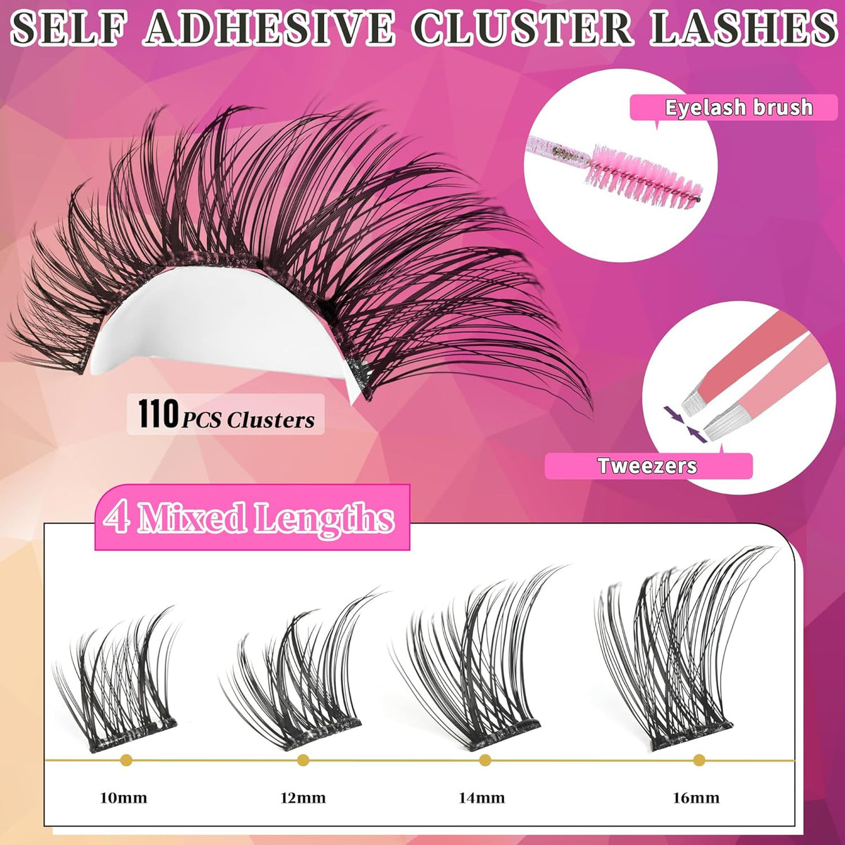 Self Adhesive Eyelashes Kit Wispy Eyelash Extension Self Adhesive Lashes Reusable Press on Lashes