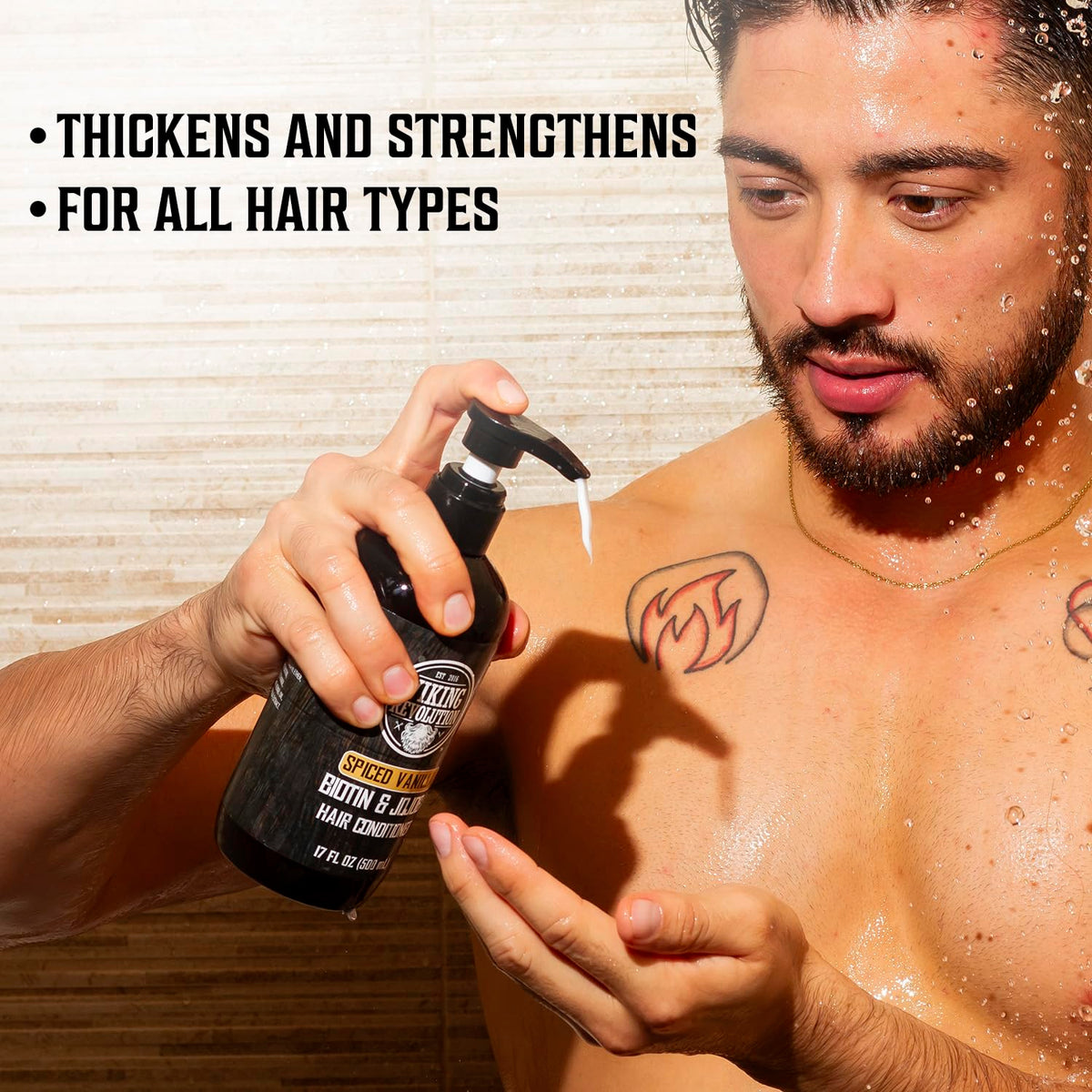 Viking Revolution Sweet Tobacco Mens Shampoo and Conditioner Set with Biotin and Jojoba Oil