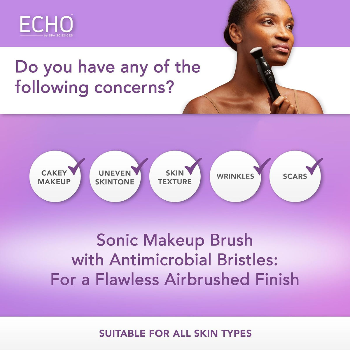 Spa Sciences ECHO - Makeup Brush for Flawless Blending, Contouring, Highlight & Airbrush Finish - 3