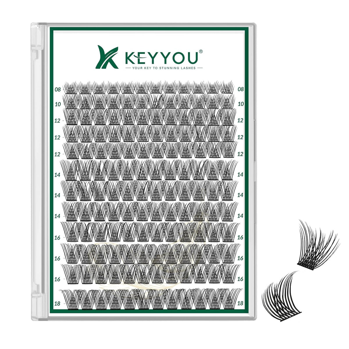 Lash Clusters 144pcs Individual Lashes D Curl 8-18MIX Eyelash Clusters KEYYOU Air Touch Cluster