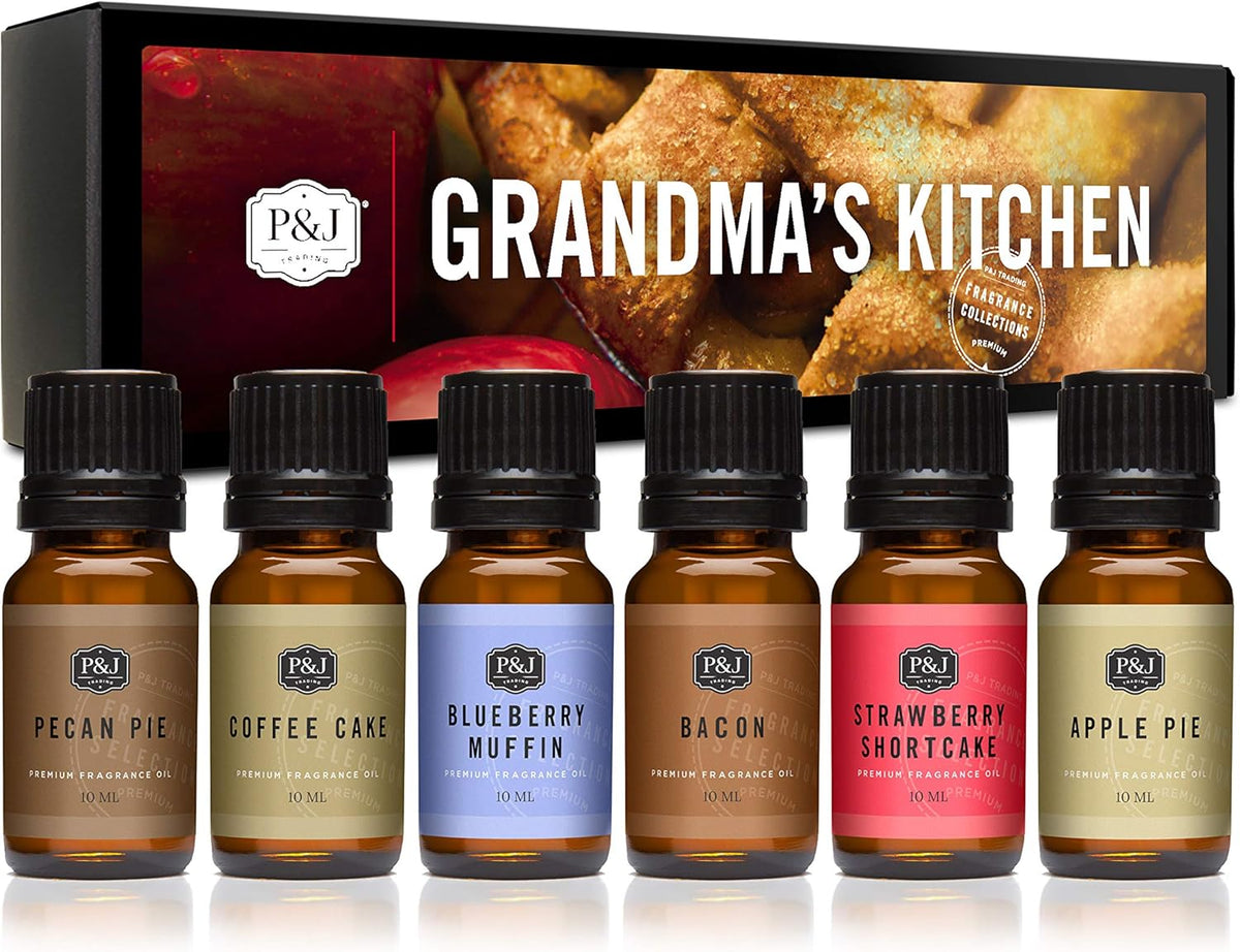 P&J Trading Fragrance Oil Grandma's Kitchen Set | Apple Pie, Pecan Pie, Blueberry Muffin, Bacon