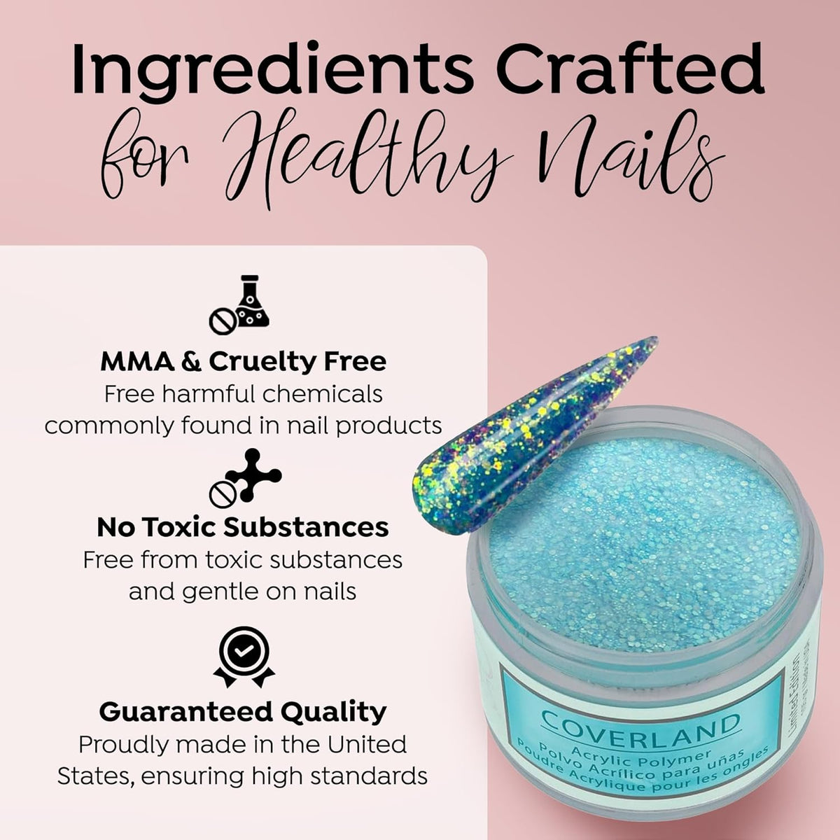 Tones Coverland Acrylic Powder | Blue Lagoon | 1.5 Oz | Limited Edition for Nail Design | Sculpting