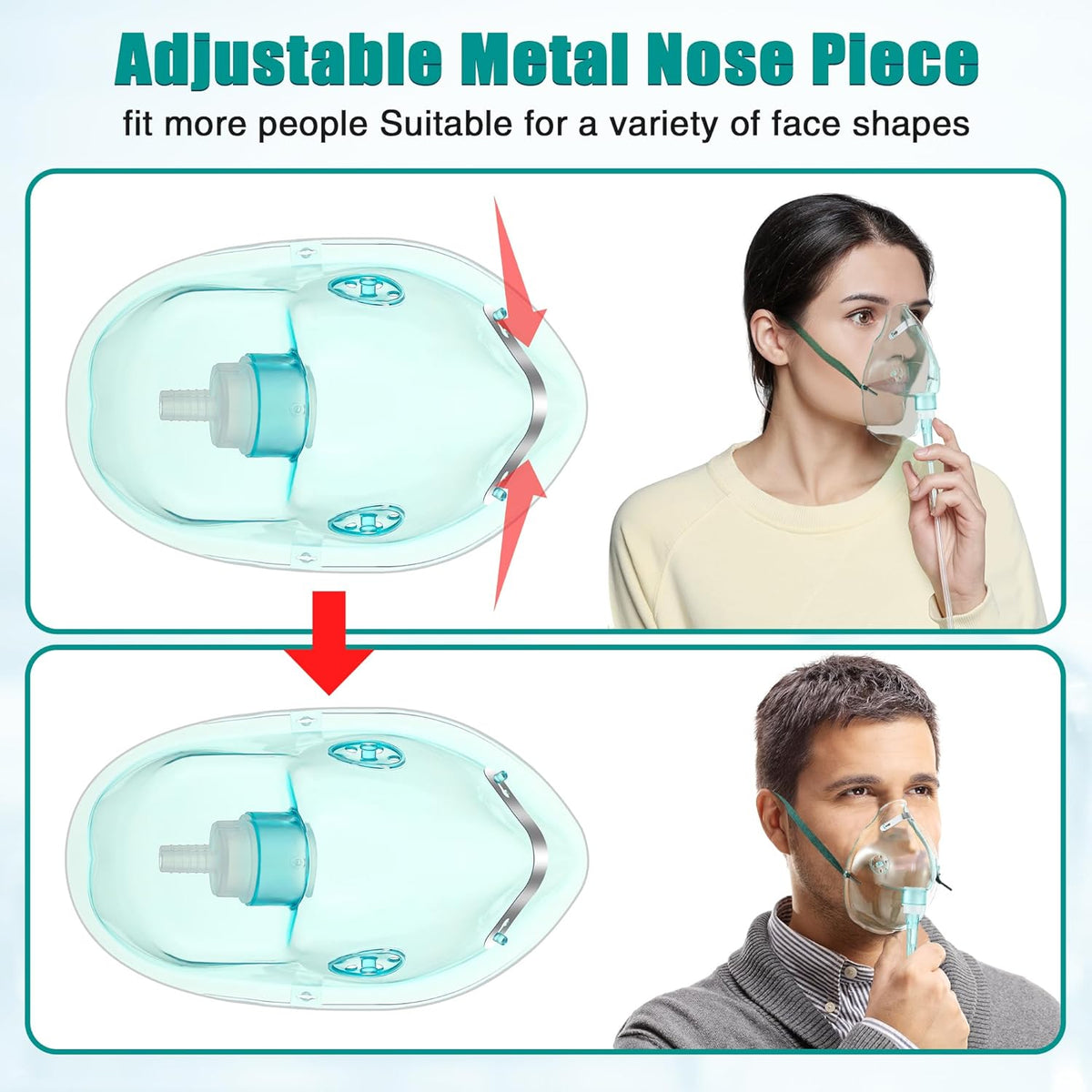 Geiserailie 2PCS Pediatric Elongated (M) Oxygen Mask with 6.6 Ft Tubing and Adjustable Elastic
