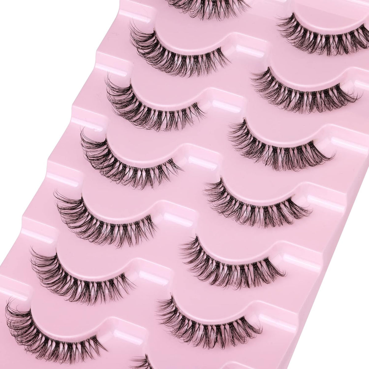 JIMIRE Lashes Natural Look Clear Band Demi-Wispies Short False Eyelashes Fluffy 3D Cat Eye 13MM