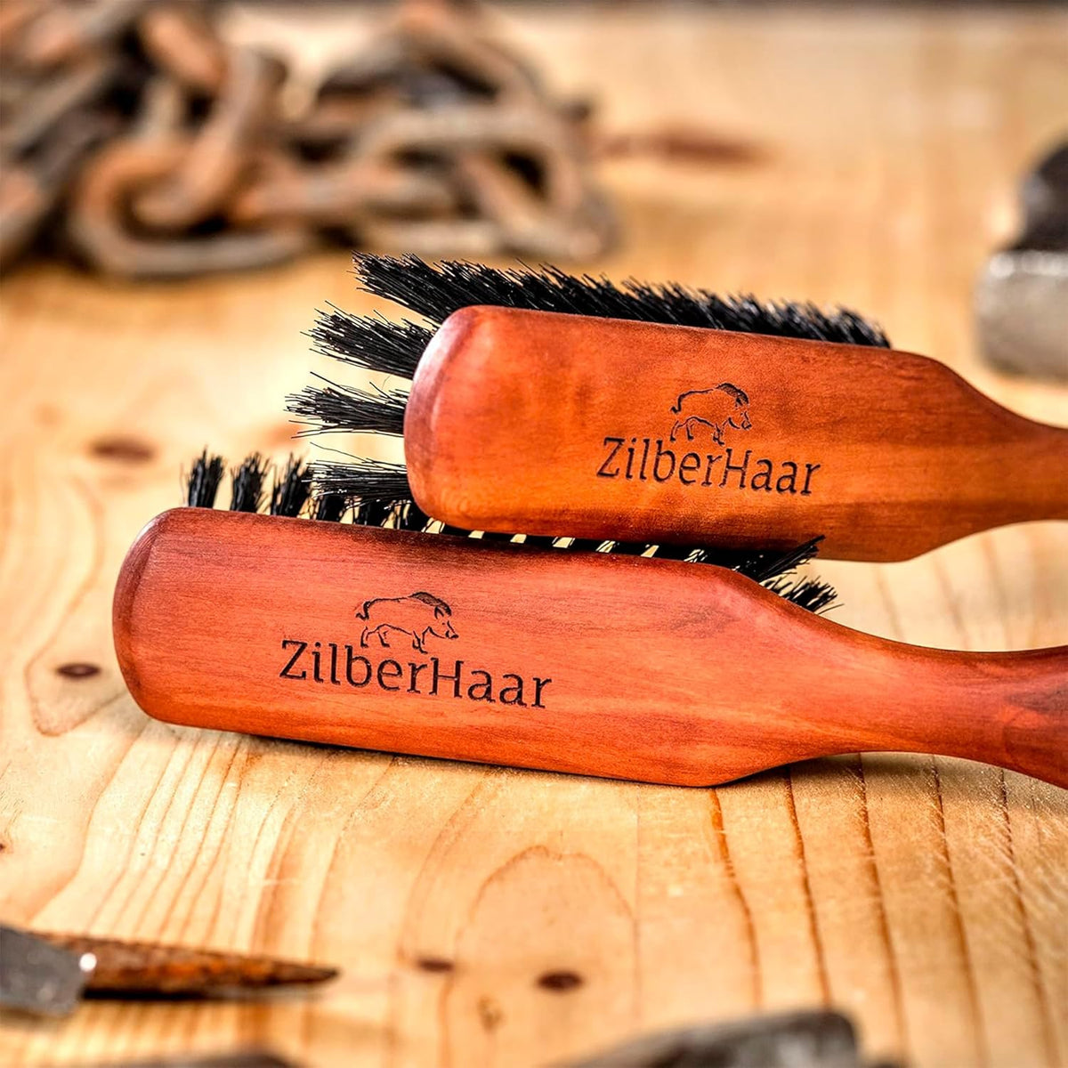 ZilberHaar Regular Beard Brush - Soft Boar Bristles - Beard grooming brush for men - Straightens