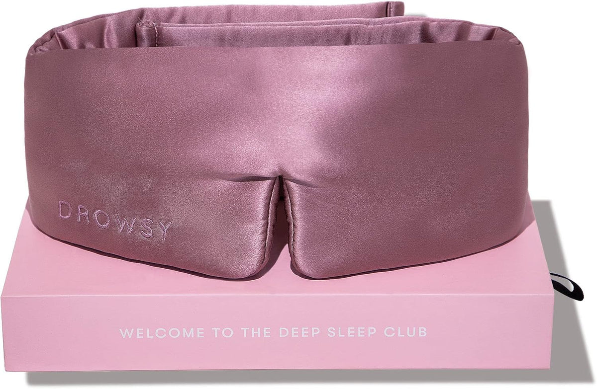 DROWSY Silk Sleep Mask. Face-Hugging, Padded Silk Cocoon for Luxury Sleep in Total Darkness.