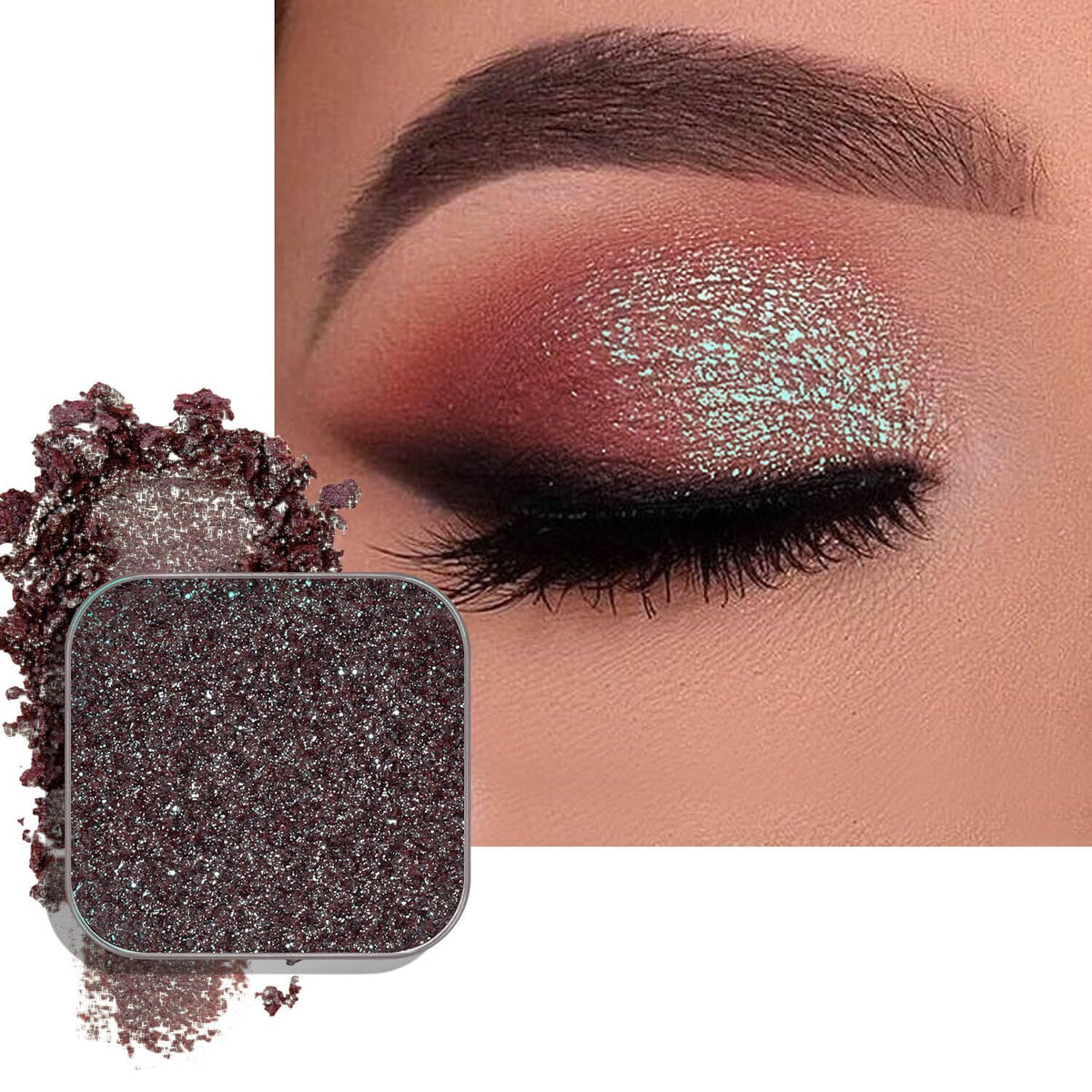 Chameleon Single Eyeshadow, Iridescent Blue-Purple, Pressed Powde, Square Pan,High Pigment