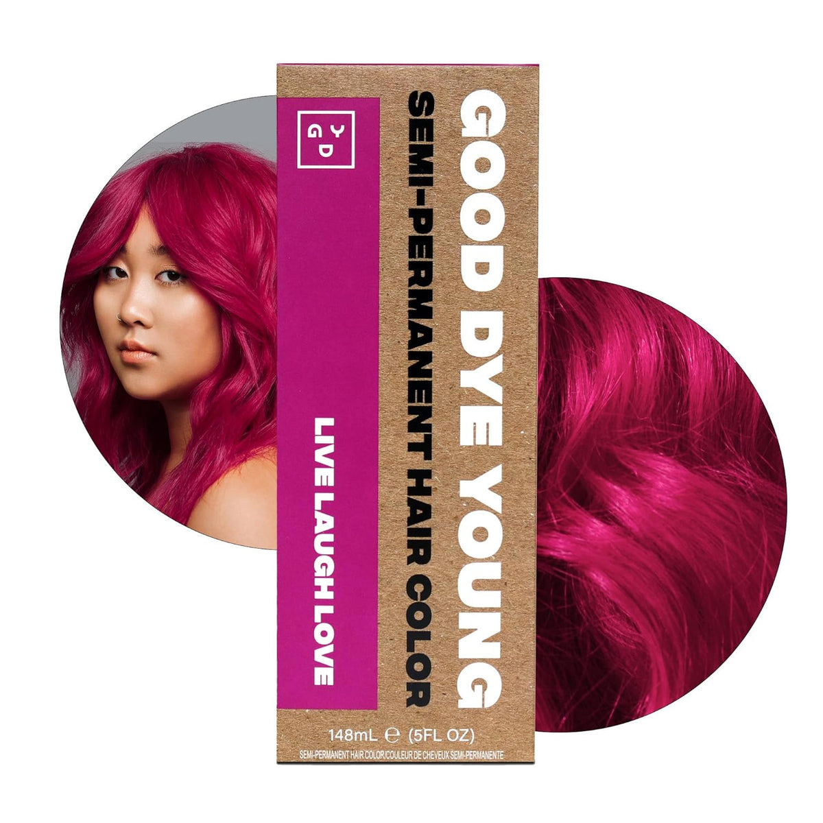 Good Dye Young Semi-Permanent Hair Color, Vegan and Cruelty-Free Magenta Pink Hair Dye, Last up to