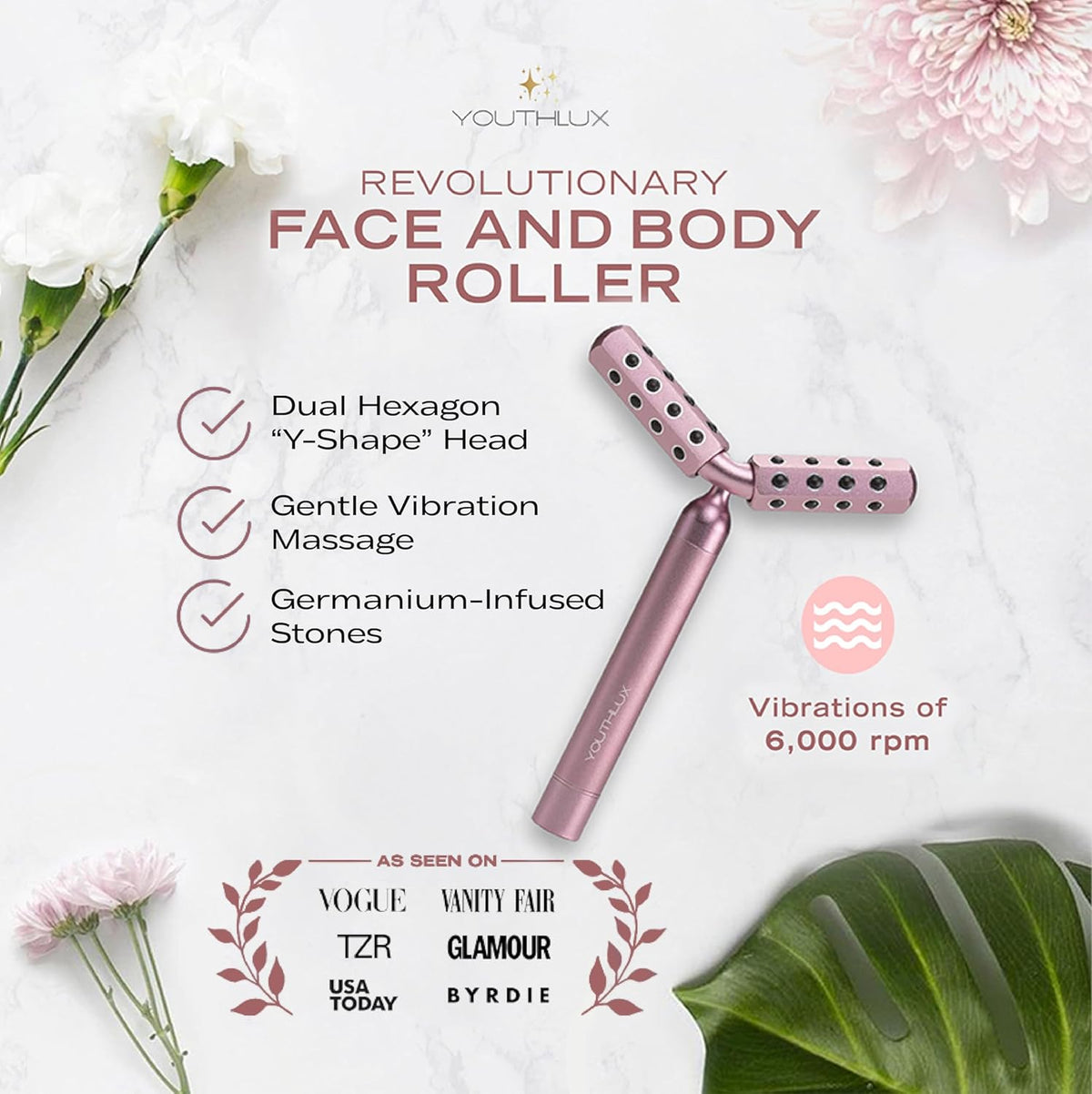 Revolution Roller - Germanium Stone Uplifting Face/Body Beauty Massage Tool/Roller/Wand for Skin