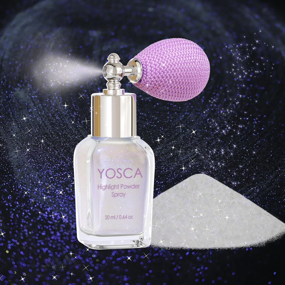 Yosca Body Glitter Spray, 30ML Loose Body Shimmer Powder Iridescent Hair Spray White Glitter