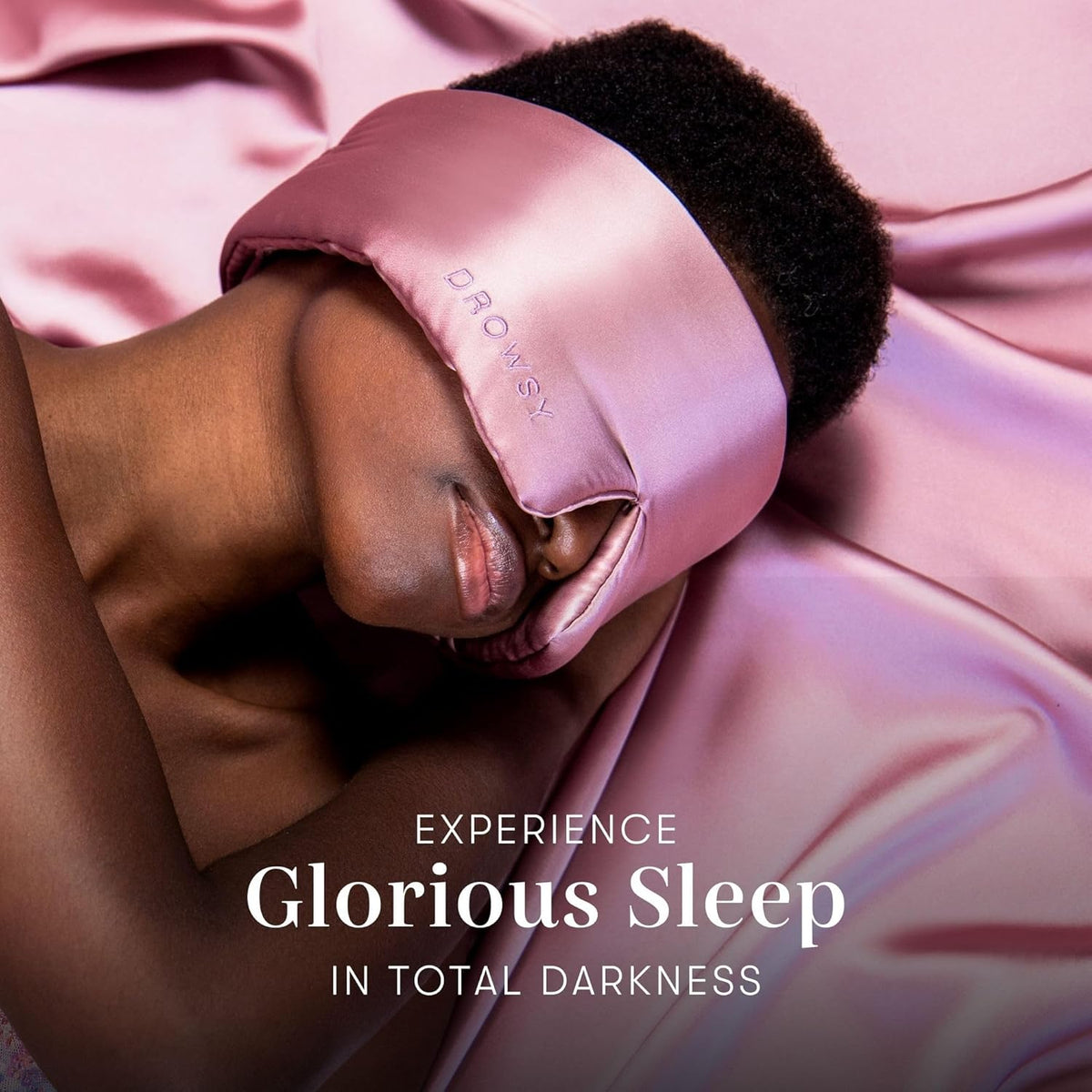 DROWSY Silk Sleep Mask. Face-Hugging, Padded Silk Cocoon for Luxury Sleep in Total Darkness.
